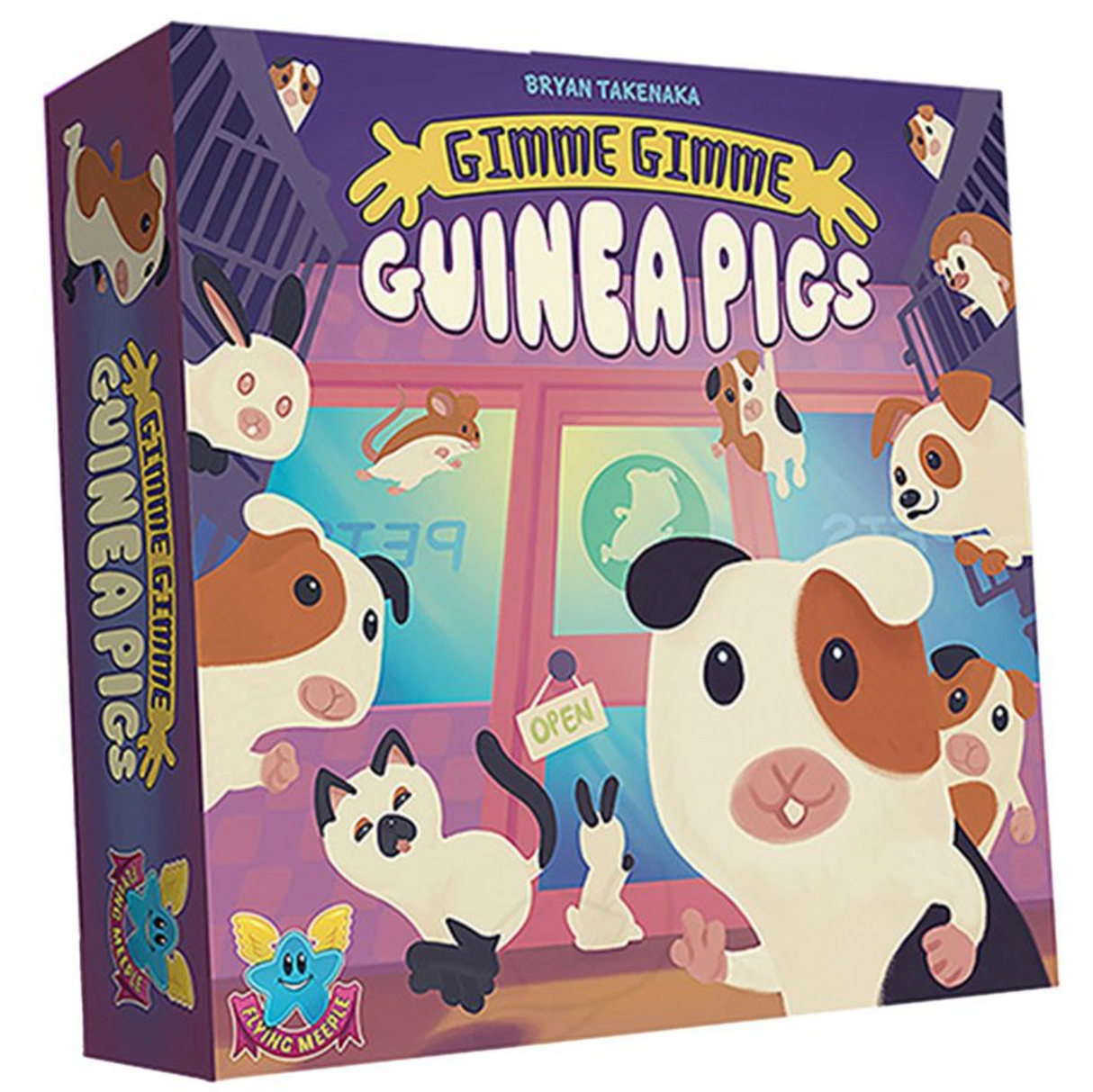 Gimme Gimme Guinea Pigs game box featuring colorful animal illustrations for a fun real-time card game.