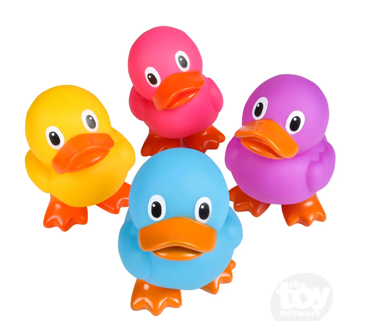 Standing Rubber Ducky in assorted colors featuring a fun, squeezable 5.75-inch size for stress relief and play.