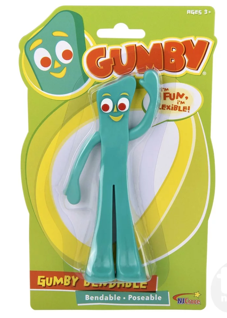 Gumby 6-inch bendable figure toy inspired by classic claymation character, suitable for kids ages 3 and up.