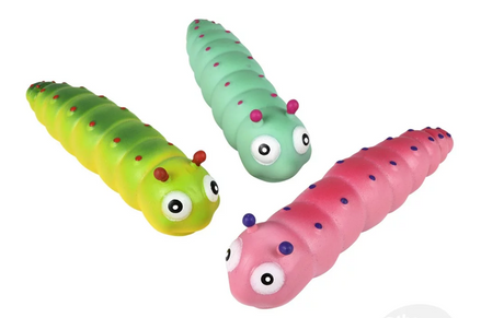 Three colorful Stretchy Sand Caterpillar toys with smooth silicone and sand-filled bodies for fidgety fun.