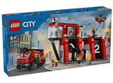City Fire Station with Fire Truck