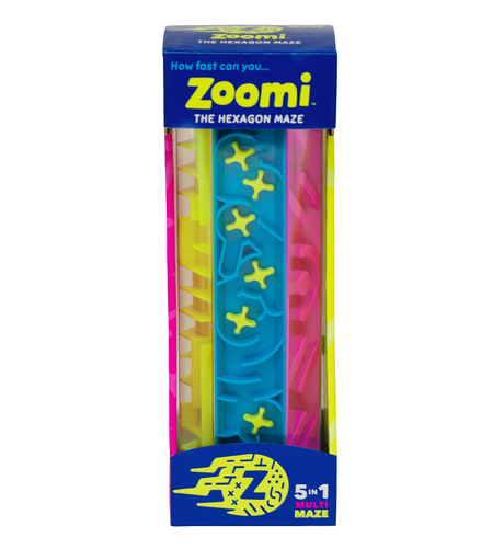 Zoomi The Hexagon Maze 5-in-1 multi maze puzzle with colorful panels in vibrant packaging for ages 4 and up.