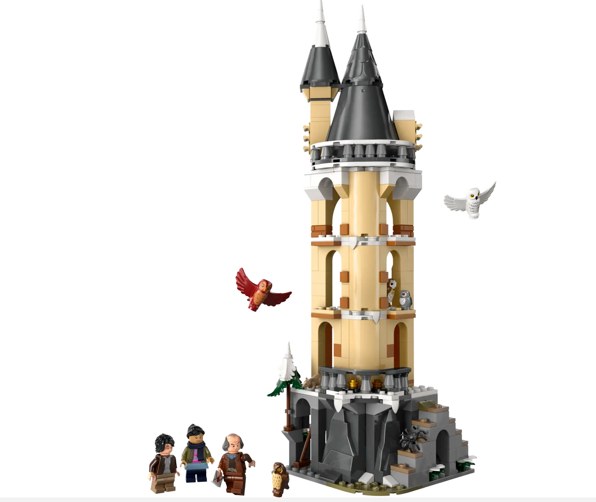 LEGO Harry Potter Hogwarts Castle Owlery set with detailed tower, owls, and three minifigures for magical role-play.