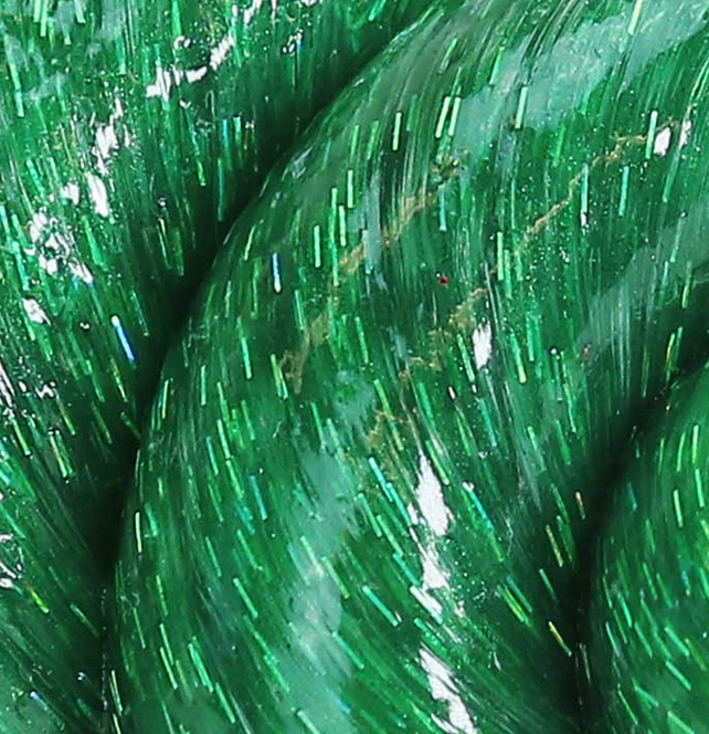 Mini Hello Spring Thinking Putty in vibrant green with glitter speckles and smooth, glossy texture for tactile play.