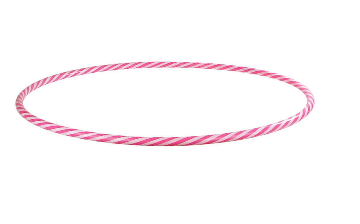 Hoola Hoop featuring a pink and white two-toned spiral design, 30-inch size, perfect for ages 3 and up.