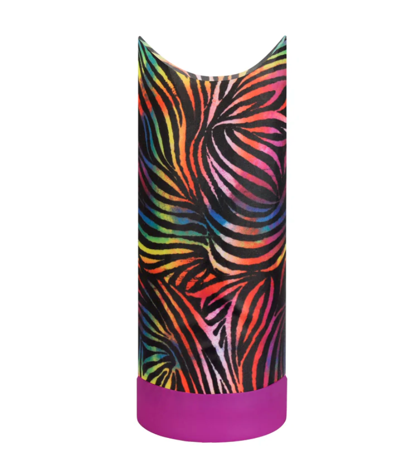 Waboba Airlyft flying glider with colorful zebra stripe design and purple TPE ring, lightweight and soft to catch.