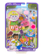 Polly Pocket Bunny World compact with outdoor garden, water play, dolls, and colorful accessories for imaginative fun.