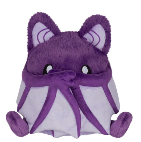 Spooky Bat Mini plush toy in purple and white polyester fiber with folded wings and cute ears.