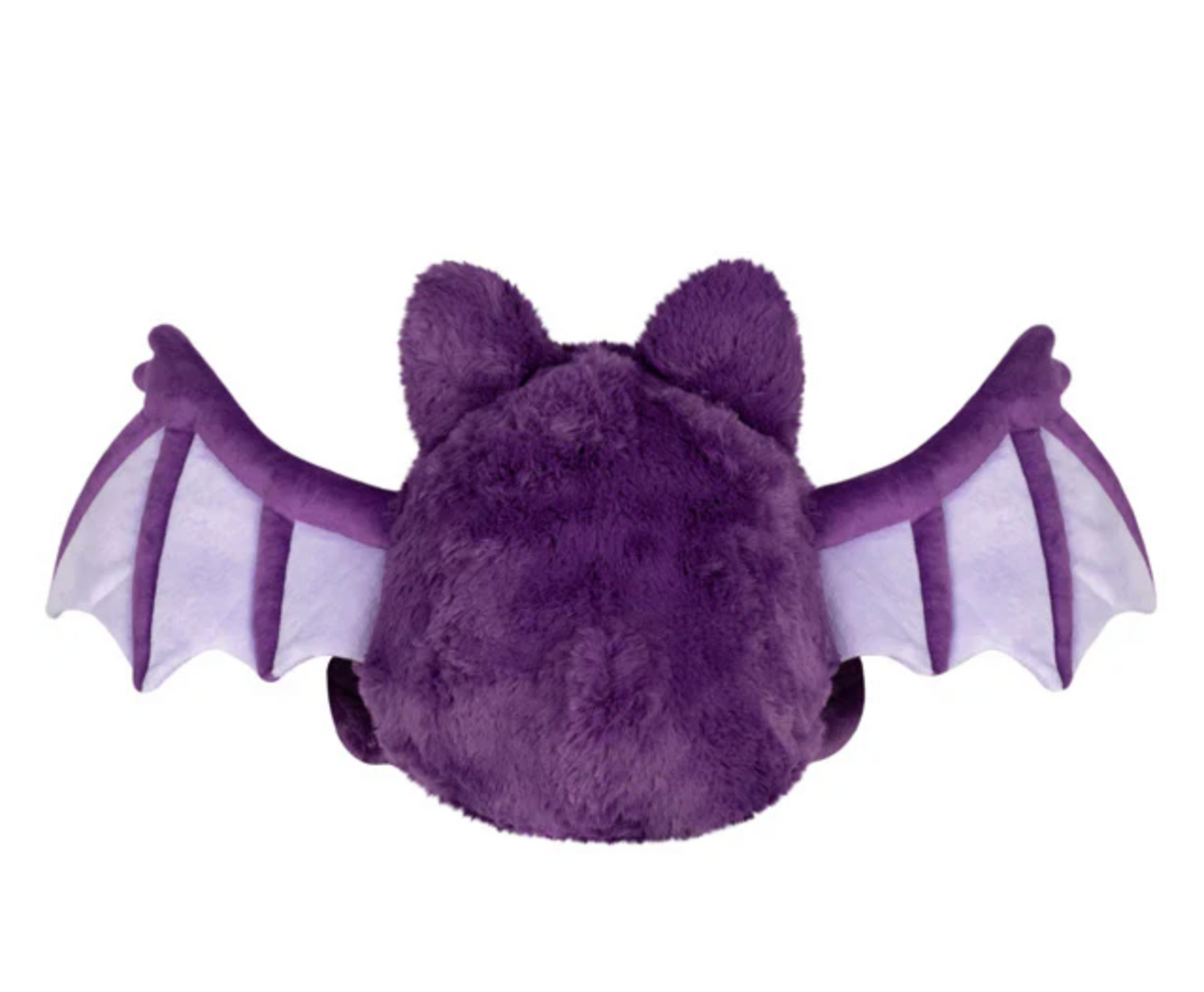 Spooky Bat Mini plush toy with purple wings and ears, soft polyester fiber, perfect for all ages.