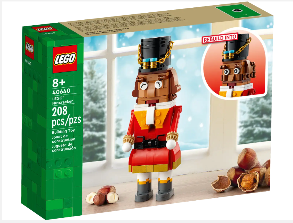 Seasons Nutcracker LEGO set with 208 pieces, featuring a festive build of the iconic nutcracker figure for ages 8 and up.