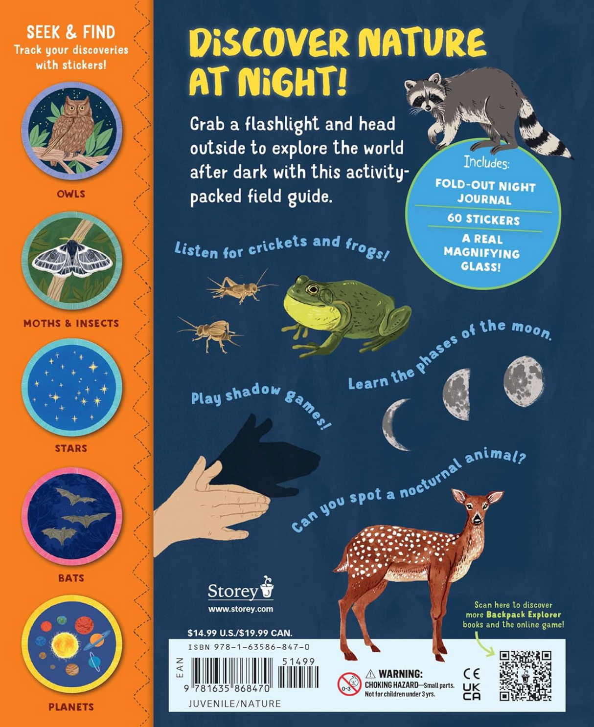 Backpack Explorere: Night Walk with field guide, stickers, magnifying glass, and activities for exploring nature at night