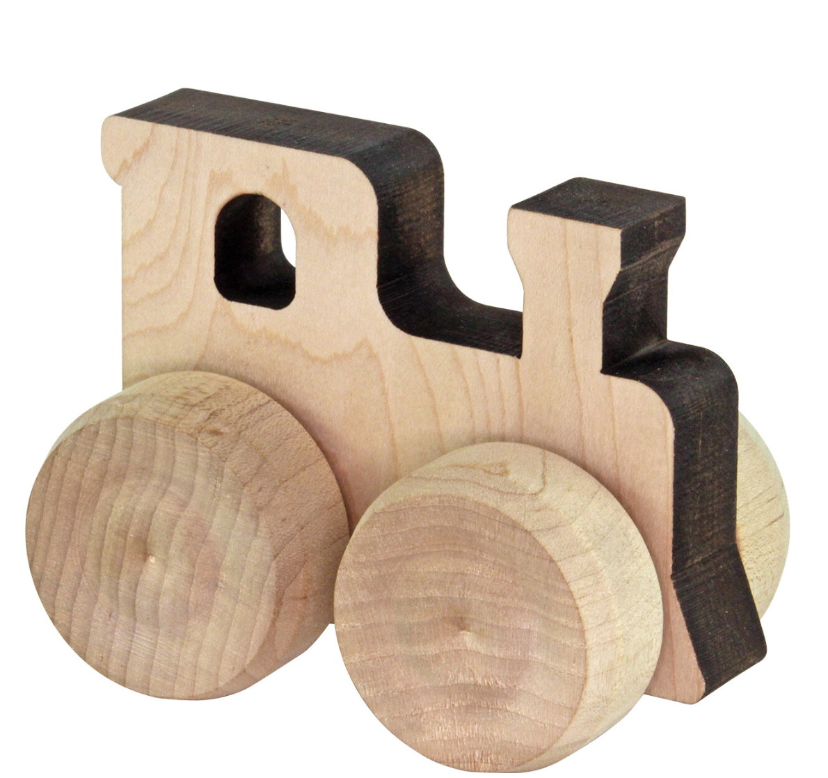 Mini Monster Vehicle | Train wooden toy with big wheels, laser-cut edges, and natural unfinished finish for toddlers.