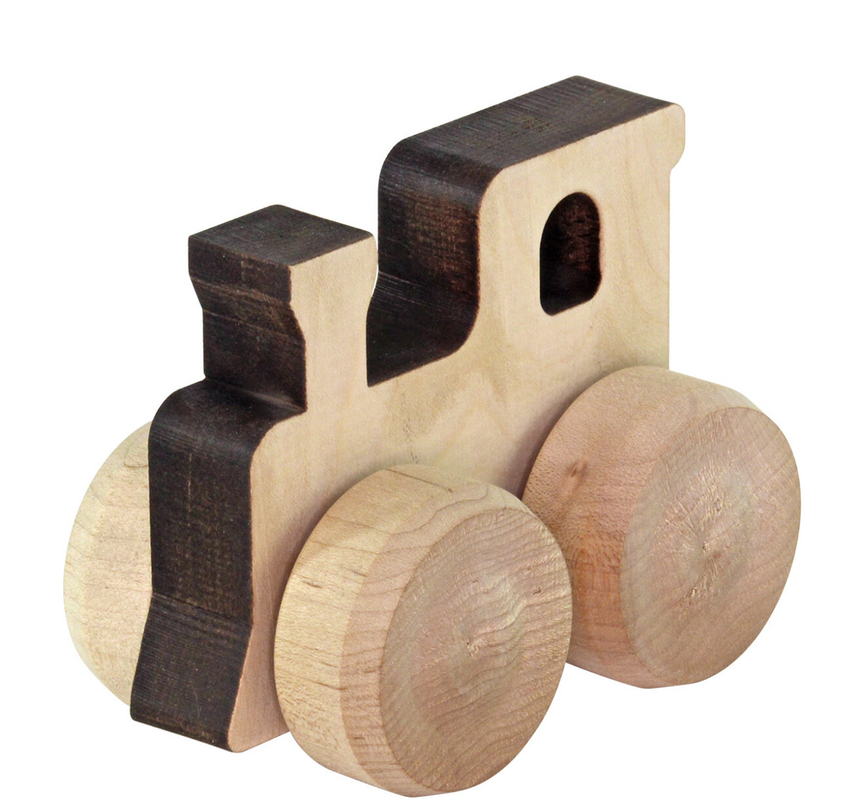 Mini Monster Vehicle Train wooden toy with big wheels, natural materials, and laser-cut details, perfect for little hands.