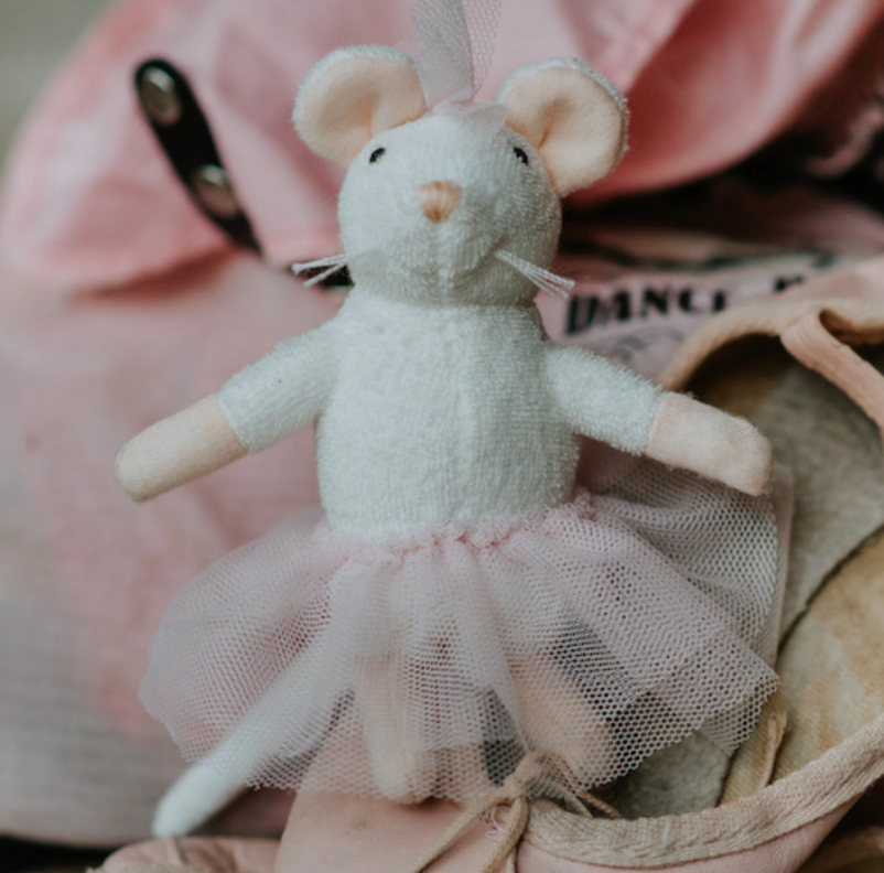 Sam & Julia | Ella plush mouse wearing a pink tutu and ballet shoes, inspired by The Mouse Mansion stories.