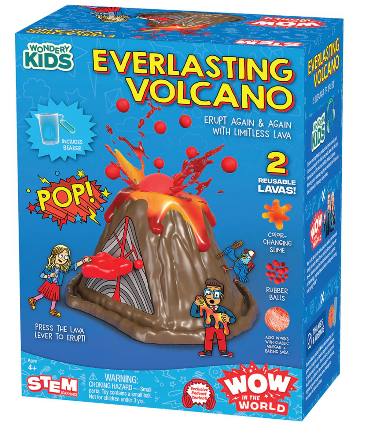 Everlasting Volcano toy erupting with slime lava and foam balls for endless volcano experiments and STEM learning.