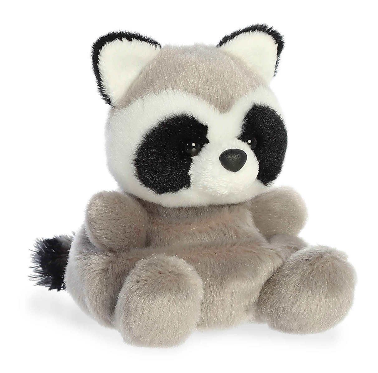 Palm Pals Raccoon Rascal plush toy with soft gray fur, black eye markings, and cute small ears sitting upright.