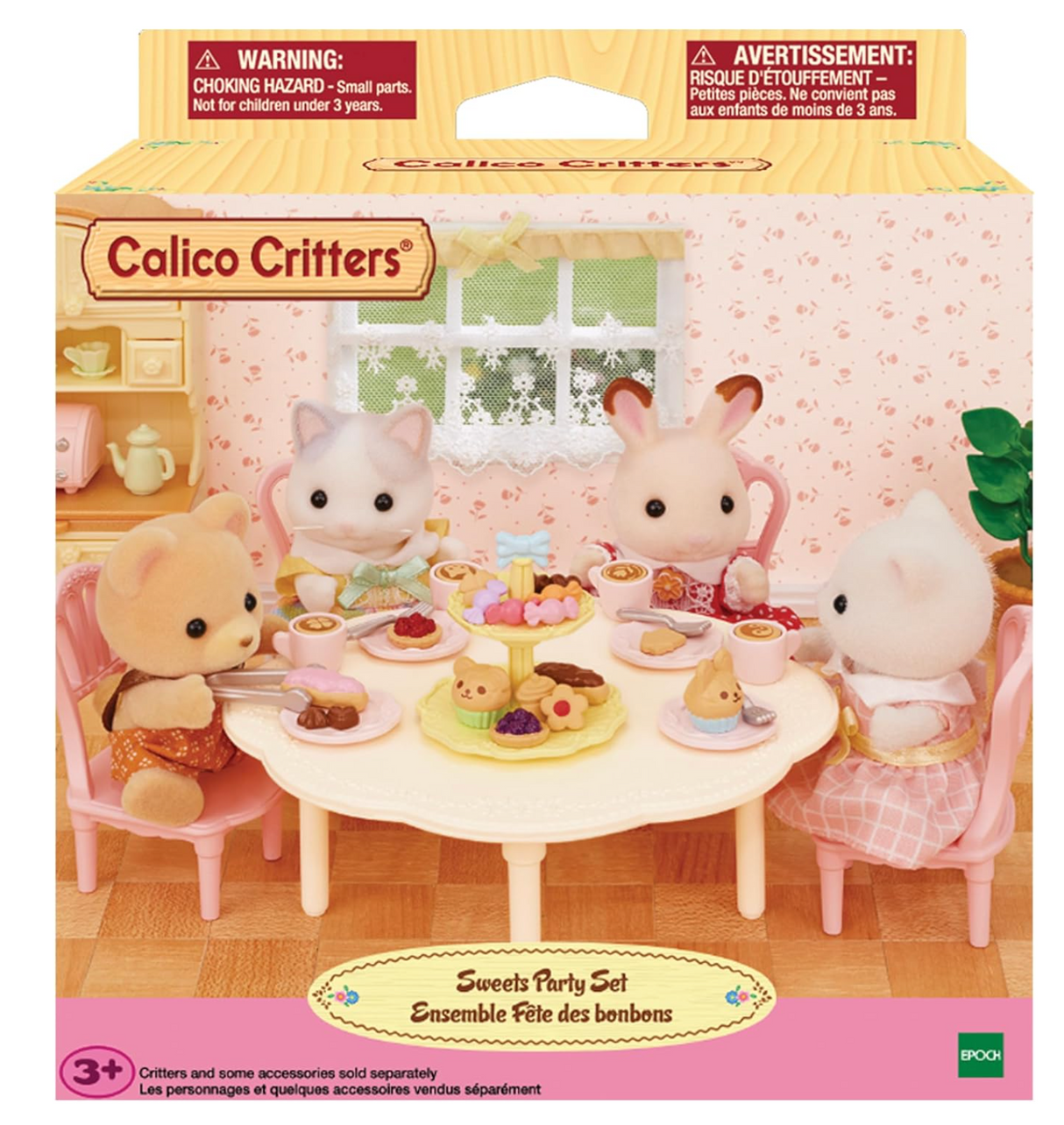 Sweets Party Set with colorful table, chairs, latte art, cakes, and 30 teatime accessories for kids 3+