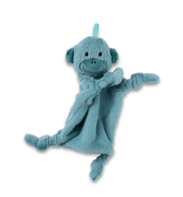 Pacifier Buddy | Milo the Monkey soft plush lovey with universal pacifier loop for baby’s comfort and attachment.