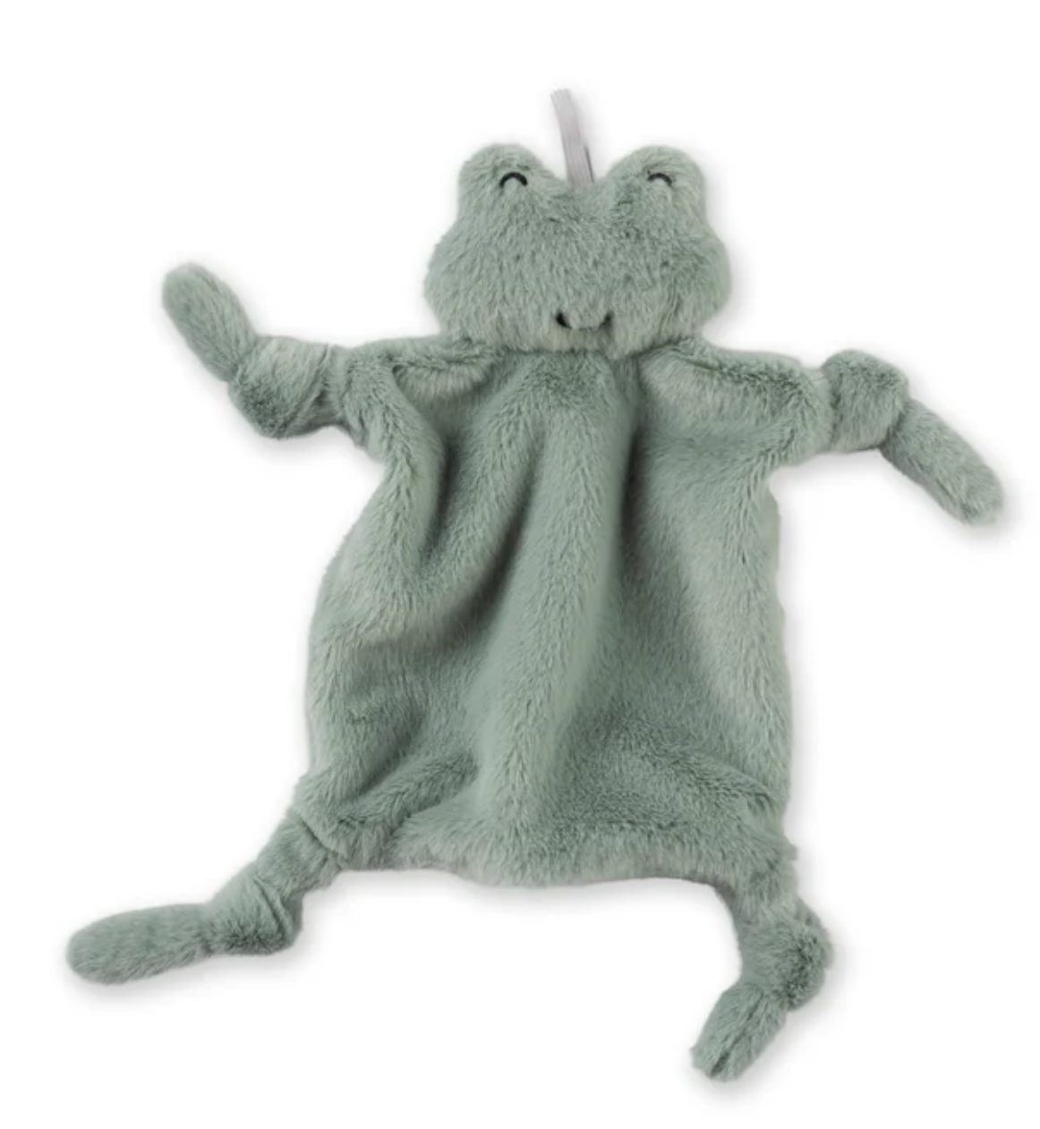 Pacifier Buddy | Freddie the Frog is a soft plush lovey with an elastic loop to hold pacifiers or toys.