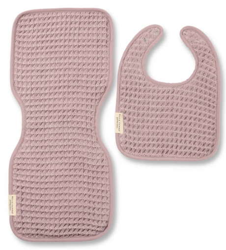 Reversible Bib + Burp Set | Orchid in soft orchid waffle weave fabric, perfect for keeping baby clean and comfortable.