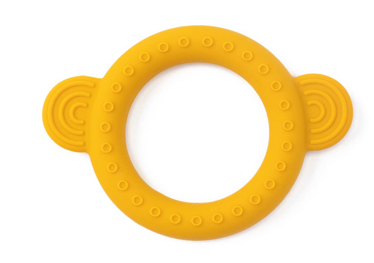 Rattle Teether | Monkey in yellow with textured edges designed for sensory play and soothing teething relief.