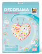 Decorama Heart Necklace with pink felt heart pendant, white Deco Cream, rainbow and cloud charms, colorful sprinkles on silver chain.
