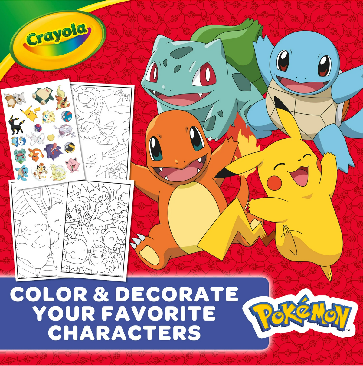 Pokemon Coloring Book with Stickers featuring popular Pokémon characters and sticker sheets for creative fun and decoration.