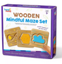 Wooden Mindful Maze Set with 3 double-sided boards featuring nature-themed breath patterns for calming and focus.