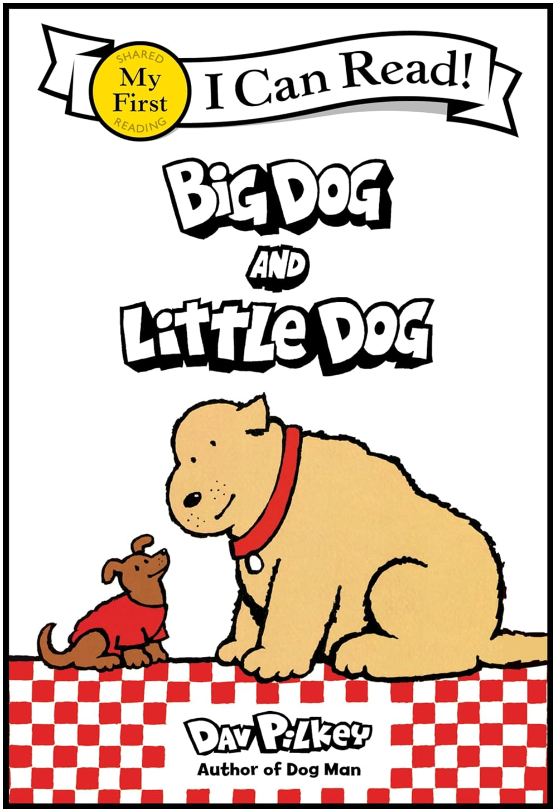 My First Big Dog and Little Dog book cover with two friendly dogs on a red and white checkered floor.