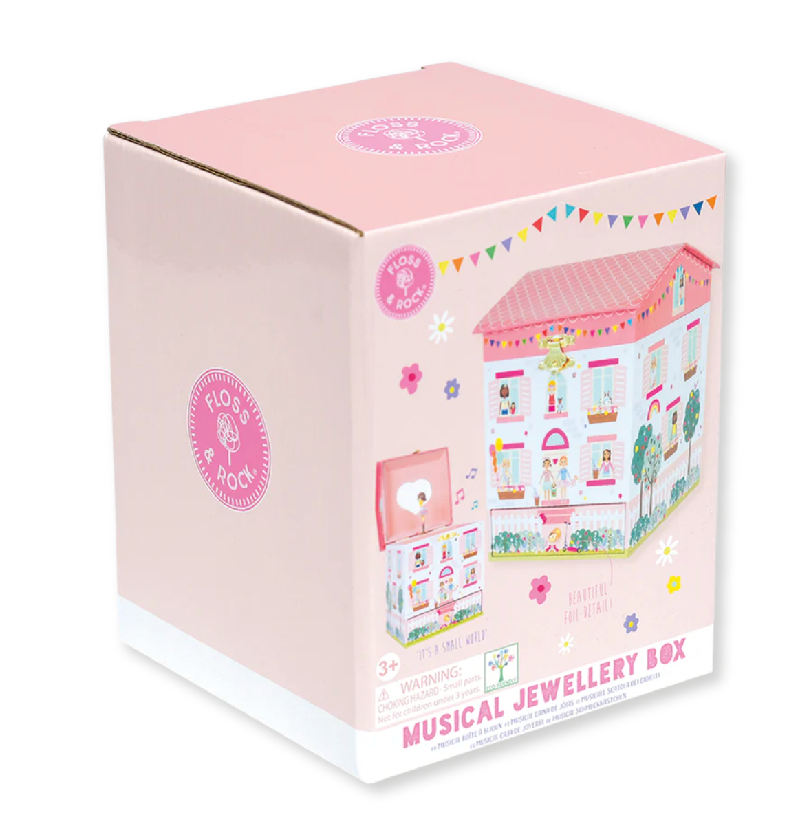 Jewelry Box | Dolls House in colorful packaging showing musical winding dollhouse design and storage drawer.