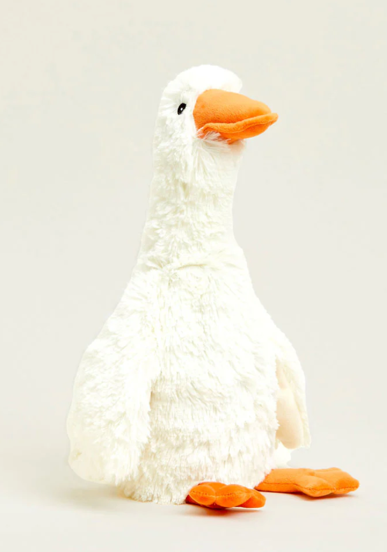Warmies | Goose large plush microwavable comfort toy with lavender scent and soft white fur.