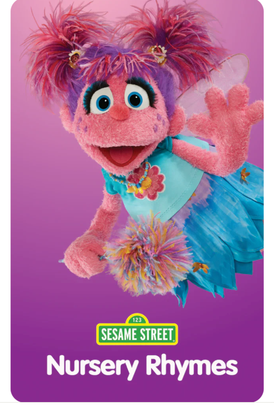 Yoto | Sesame Street: Nursery Rhymes card featuring Abby Cadabby from Sesame Street on a purple background.