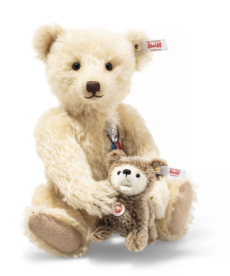 Teddy Bear Great American Berryman featuring a large cream-colored bear holding a small brown bear cub plush.