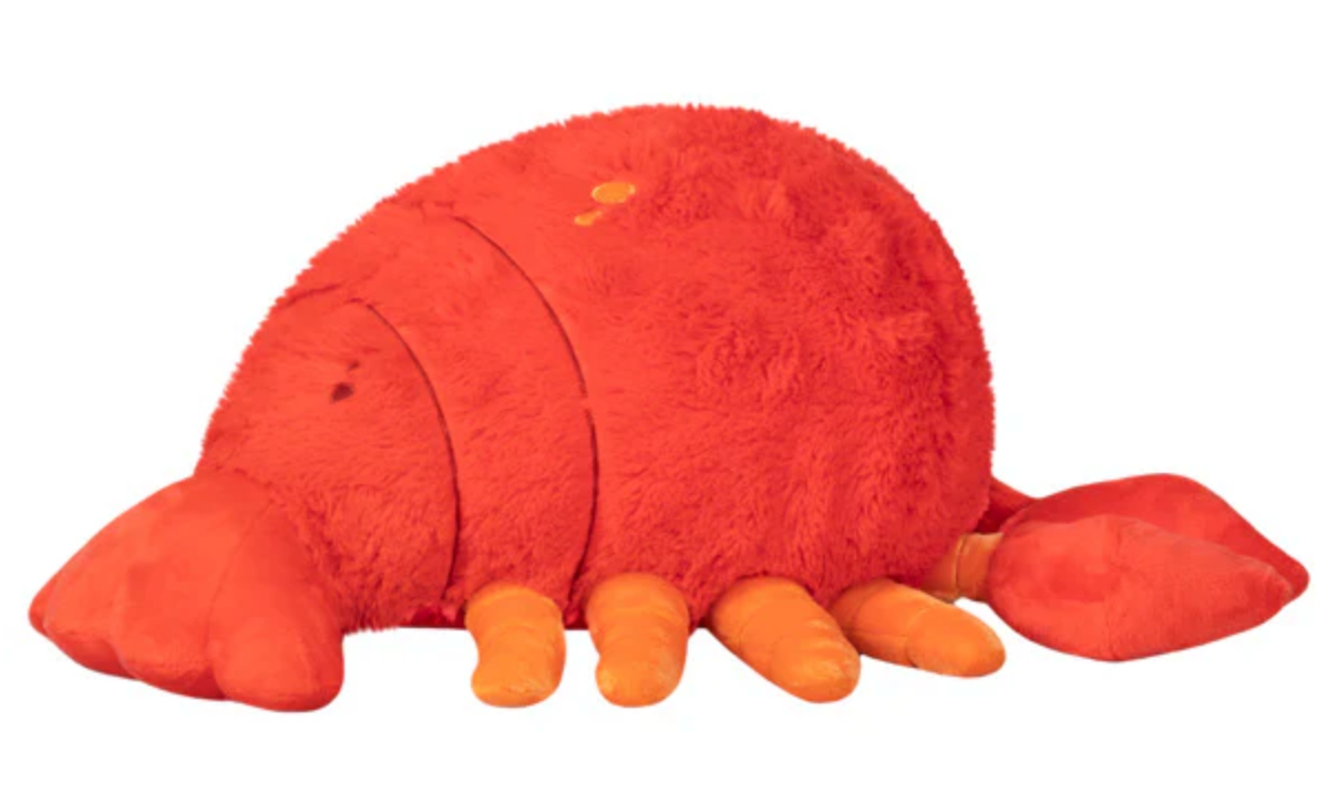 Lobster Snackers plush toy in bright orange, perfect snack-sized lobster for kids ages 0 and up.