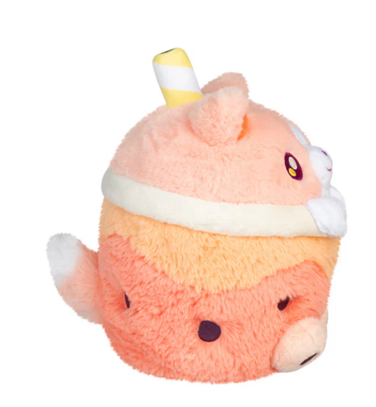 Corgi Bubble Tea Mini plush toy in soft orange tones with striped straw and cute corgi face design.