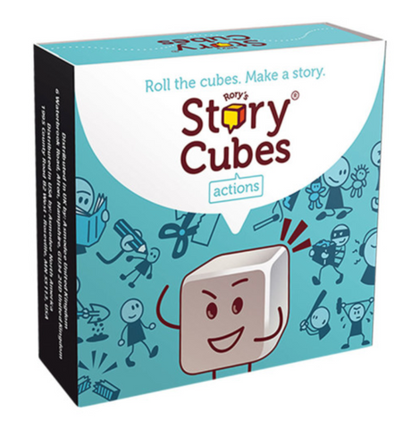 Rory's Story Cubes | Actions box featuring illustrated action-themed cubes for creative storytelling ages 6 and up.