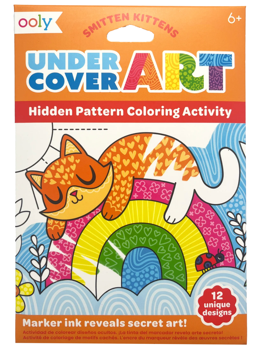 Undercover Art | Smitten Kittens coloring set with hidden patterns revealed by marker ink, featuring 12 unique kitten designs.