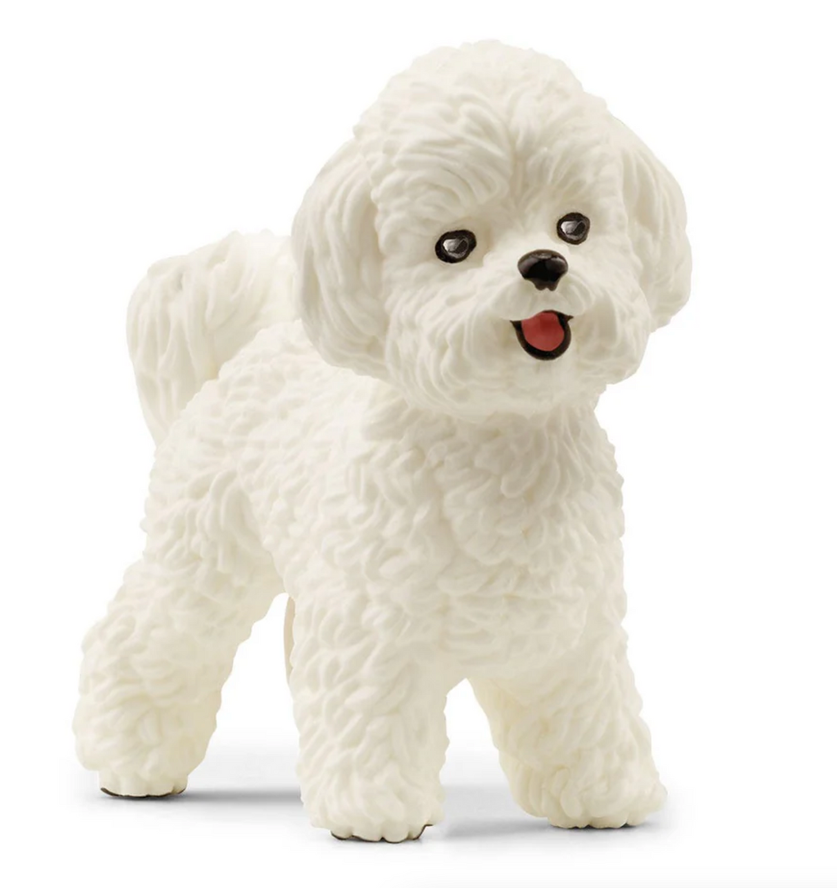 Schleich Bichon Frise figurine with fluffy white fur and friendly expression, perfect for imaginative play.