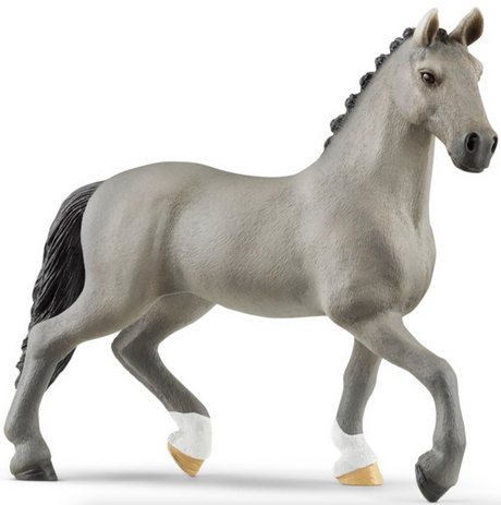 Horse Cheval de Selle Francais Stallion figurine with braided mane and elegant trot ready for show jumping.