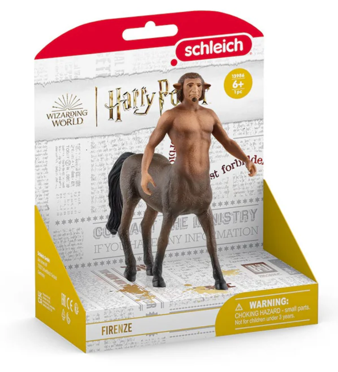 HP Firenze centaur figure with brown fur, black hooves, and detailed strong arms for ages 6 and up.