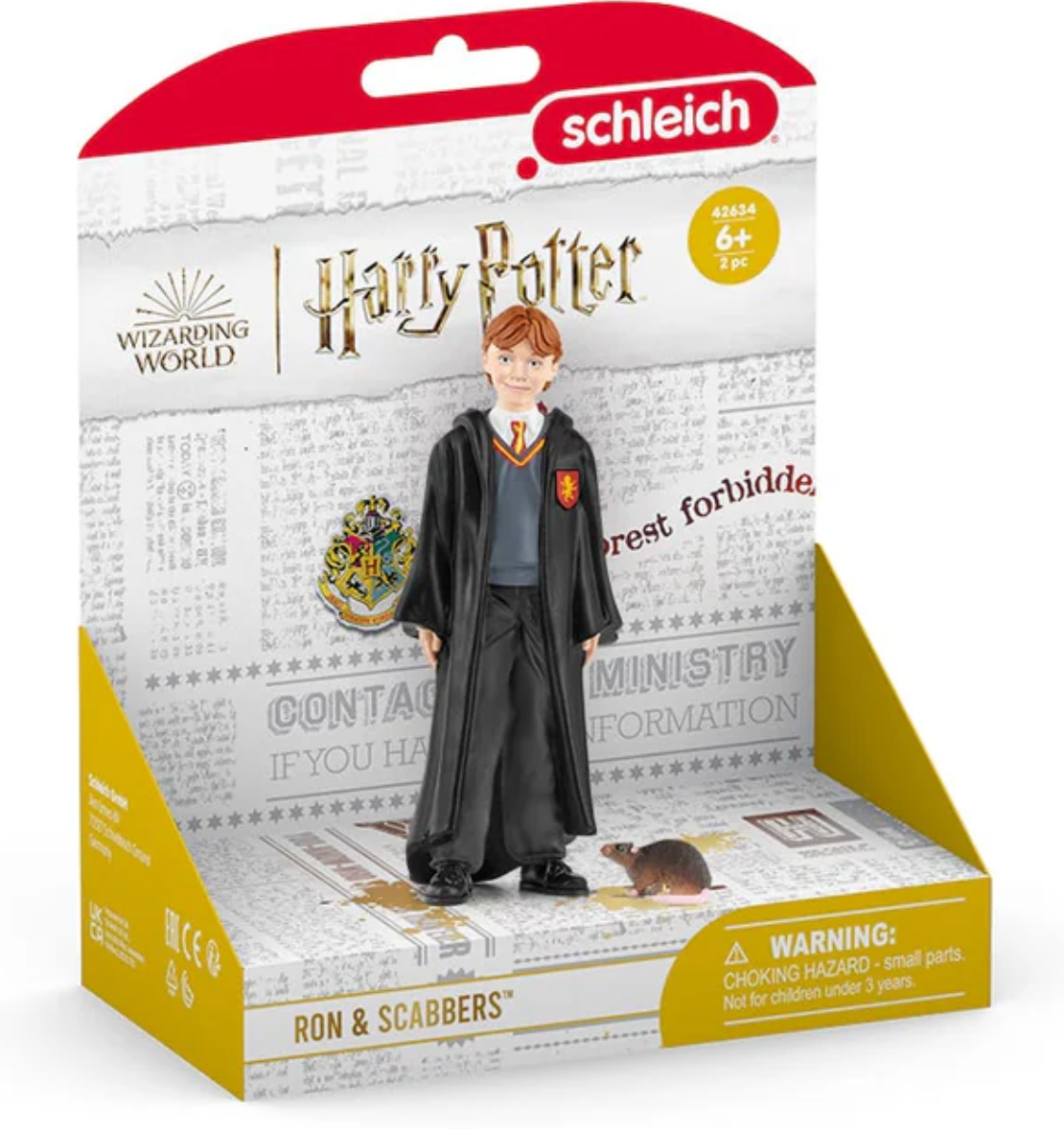 HP Ron & Scabbers action figures in Harry Potter packaging for children age 6 and up.