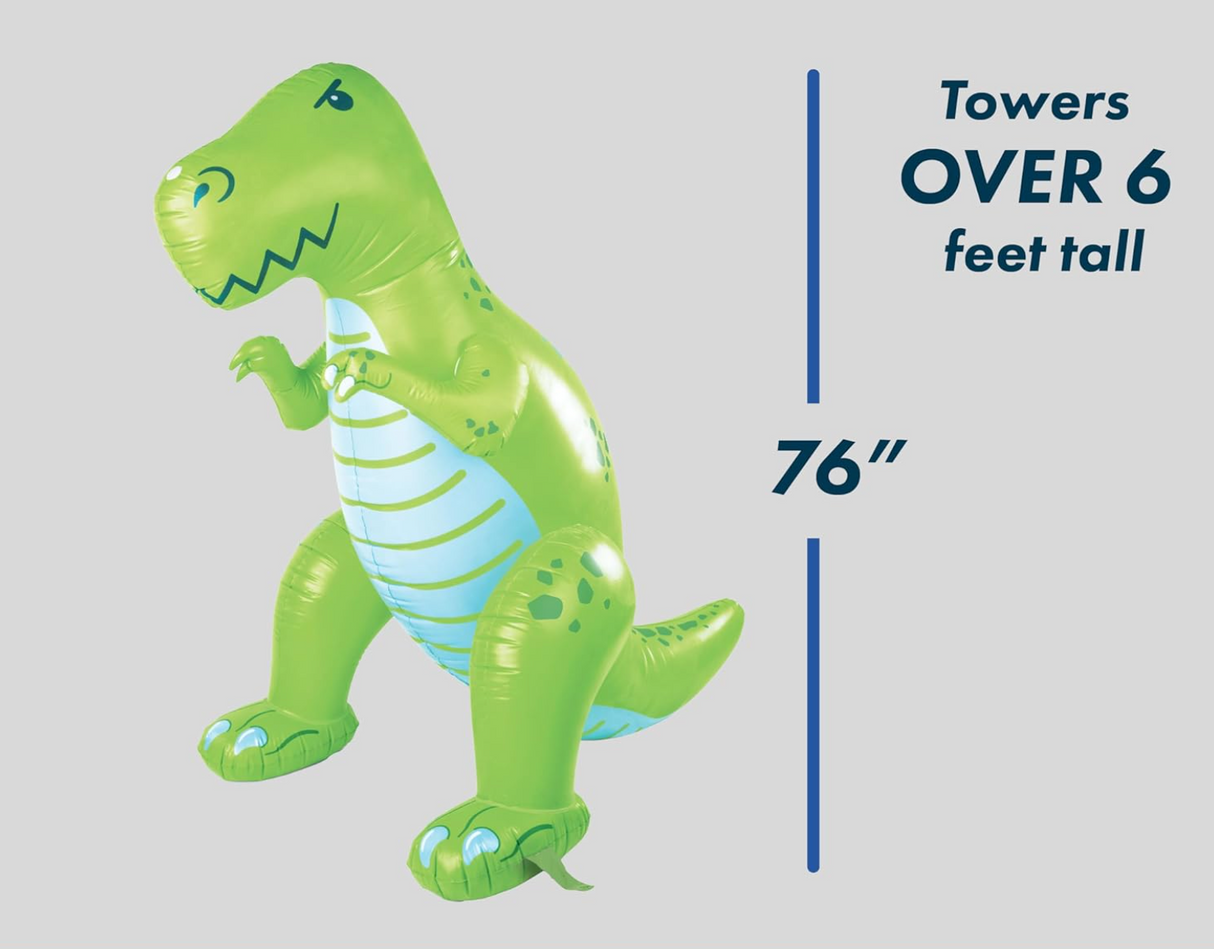 Sprinkler | Ginormous Dinosaur inflatable green dinosaur over 6 feet tall for backyard water fun and play
