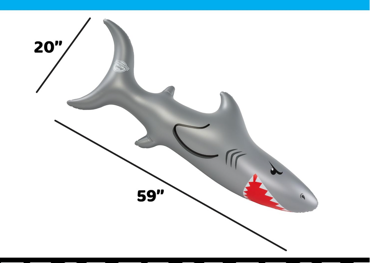 Pool Noodle | Shark inflatable float with shark fin handles, 59 inches long for fun pool days.