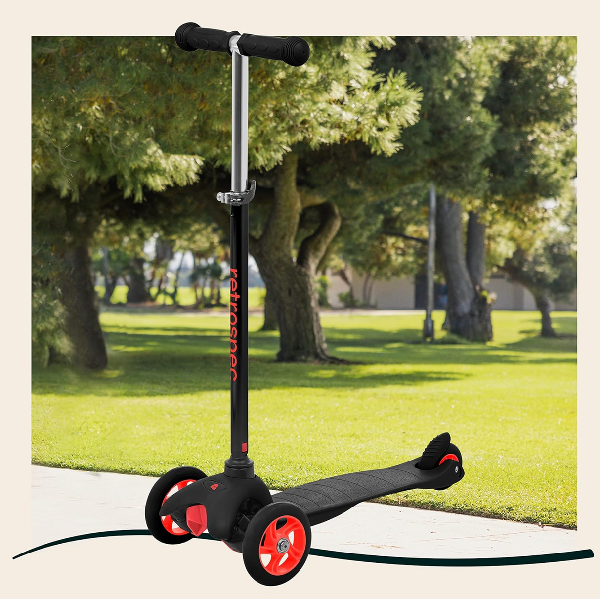 Chipmunk Kids' Kick Scooter | Ladybug with adjustable t-bar and three wheels for stability on sidewalks and parks.