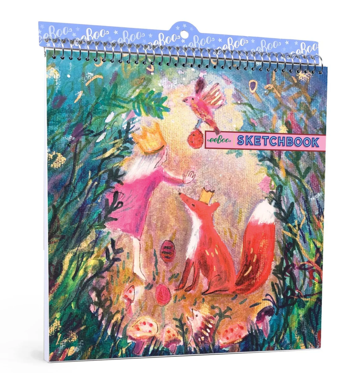 Sketchbook | King Fox featuring Claire Westwood’s whimsical artwork of a crowned fox and child in a colorful forest scene.
