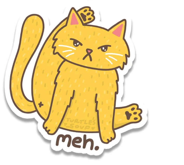 Meh Kitty Cat Sticker shows an awkward, grooming cat with no shame in a funny, expressive design.