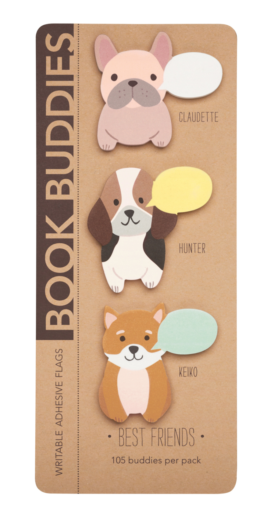 Book Buddies Labels | Best Friends with cute dog sticky notes for writing notes, 105 per pack.