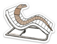 Lounging Earthworm Sticker featuring a mid-century modern design worm relaxing on a sleek chair illustration.