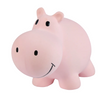 Organic Rubber Teether Rattle | Hippo in soft pink, easy for babies to grip and soothing with gentle sound.