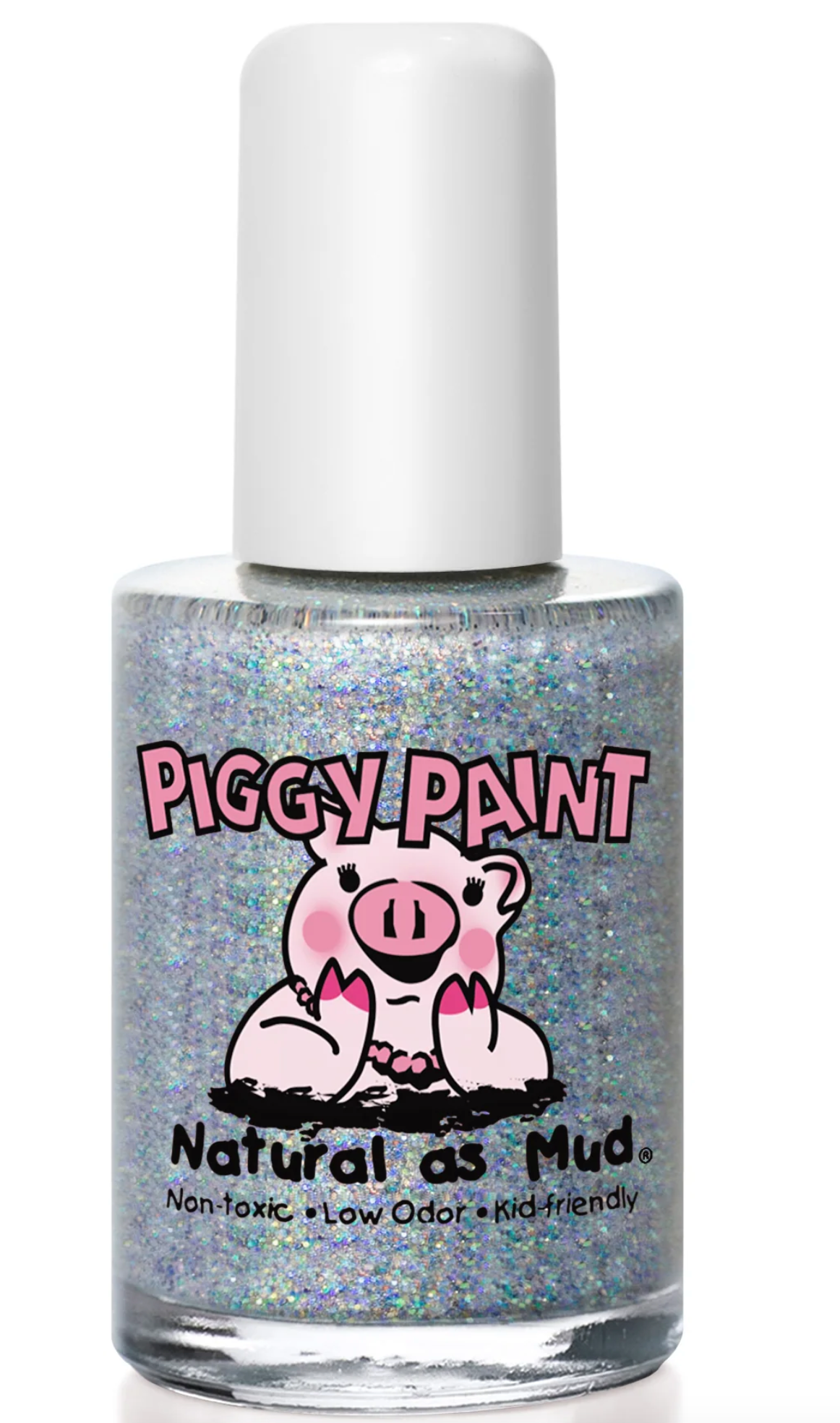 Nail Polish Glitterbug by Piggy Paint with multi-silver glitter, non-toxic, kid-friendly, and low odor formula.